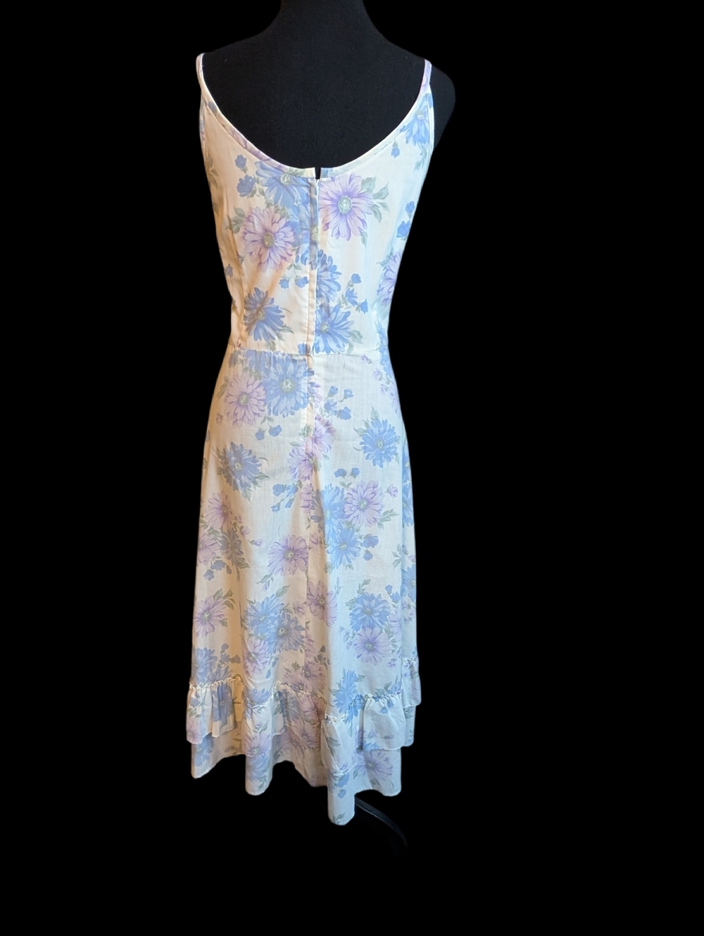 Vintage 70s Handmade Cottagecore Prairie Maxi Dress Pastel Floral Ruffle Hem - Picture 9 of 12